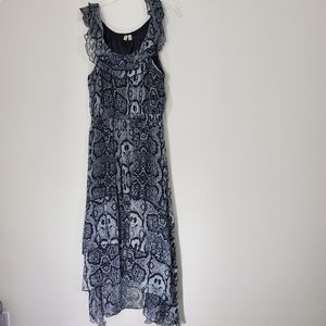 Madison Sleeveless Ruffled High Low Hem Dress, Size Large